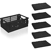 Daixers 6 Pack Mini Foldable Small Plastic Baskets for Organizing and Storage，Collapsible Storage Crates,Mini Bins for Home Kitchen Bedroom Bathroom Office (Black, Small 6x4x2.2)
