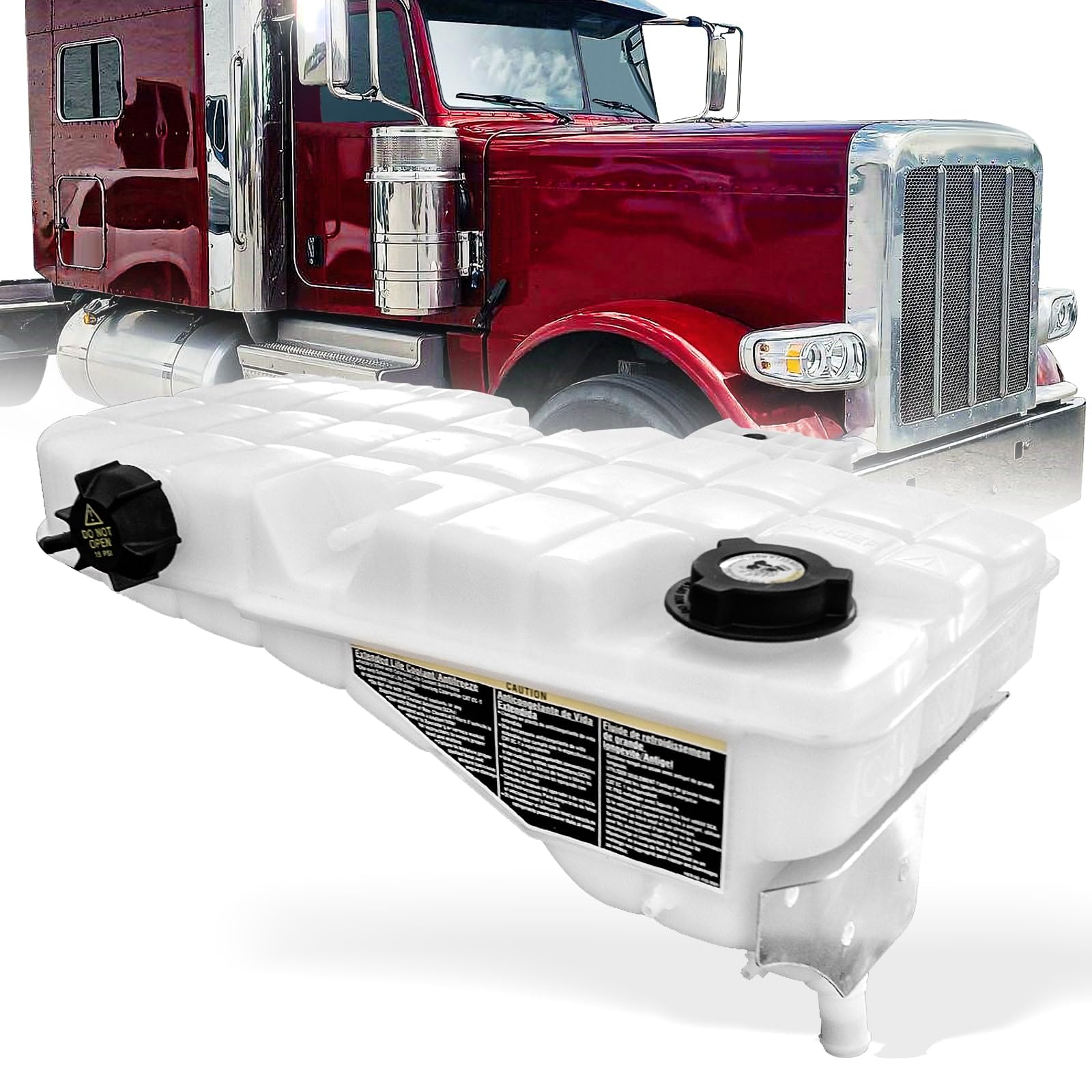 Photo 1 of High Soar Engine Coolant Reservoir Radiator Tank Bottle with Cap Sensor Fit For Kenworth T600 T660 T800 T880 W900 Peterbilt 320 335 337 365 382 384 385 386 387 388 389 Replace OE 603-5403 N5346001