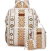 Montana West Wrangler Callie Diaper Bag Backpack with Pacifier Case, Crossbody Bottle Bag and Stroller Straps Western Pattern Multifunction Baby Travel Bag Set WG2215-9110TN