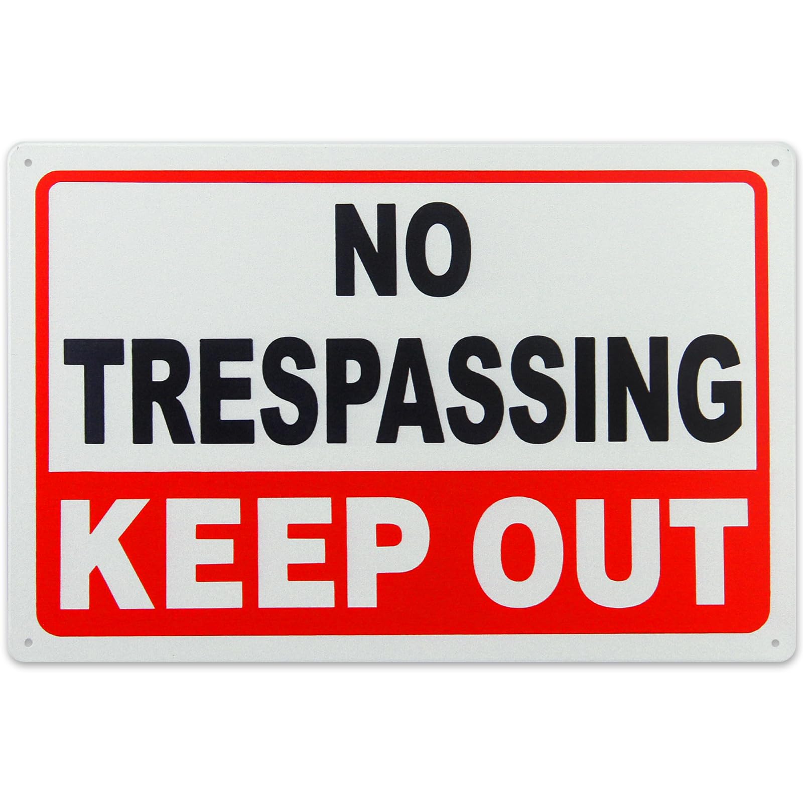 poeland No Trespassing Sign, Metal Keep Out Sign 11.8" x 7.8" for Garden, Office, Bedroom, Club, Backyard
