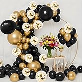 Archloon Black and Gold Balloons Arch Kit, 120pcs black and gold balloon garland kit with Black White Metallic Gold Confetti, Balloons Arch Kit for Graduation, Baby Shower, Birthday and Wedding