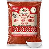 Ancho Chile Powder (1LB) - Sweet Smoky Ground Pepper for Mole & Salsa | Mild to medium heat. Ground dried poblano pepper. Mol