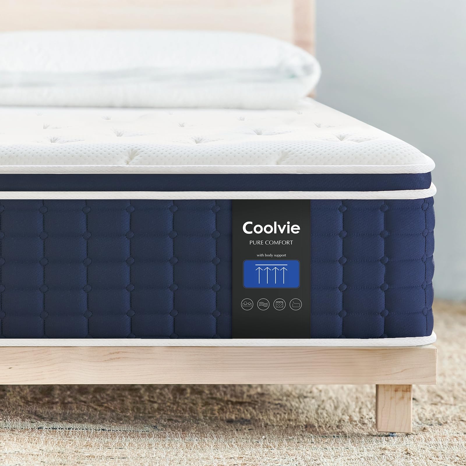 Photo 1 of Coolvie Twin Mattress in a Box, Gel Memory Foam Mattress 14 Inch Euro Top Medium Plush Twin Size for Cloud-Like Sleep, Individual Pocket Springs with CertiPUR-US Certified Foam for Pressure Relief