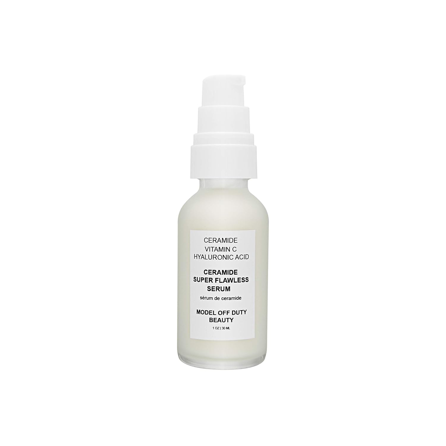 Model off Duty Beauty Ceramide Super Flawless Serum | Made w/Natural & Vegan Ingredients Ceramide, Hyaluronic Acid, Vitamin C, E, B5 | Anti Aging, Boost Hydration, Radiance Renewal Face Facial | 1 oz