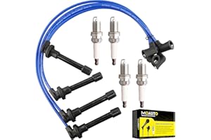 MOAUTO Set of 4 PCS Iridium Spark Plugs with Wire Set 32702-P0A-A00 8028 RC-HE73 671-4179 Compatible with Honda Accord Civic Acura Odyssey CL Isuzu Oasis - L4 2.3L 2.2L 1.6L