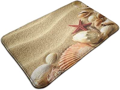Alfombra de baño de conchas marinas, varias conchas marinas y estrellas