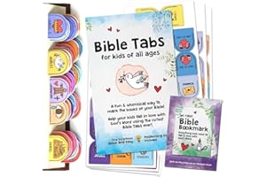 BORN2CALM Bible Tabs for Kids - 63 Pieces Set Laminated Bible Tabs for Study Bible with Guide Included + Magnetic Bookmark - Bible Journaling Supplies to Help Your Little Guys Learn The Books of The Bible