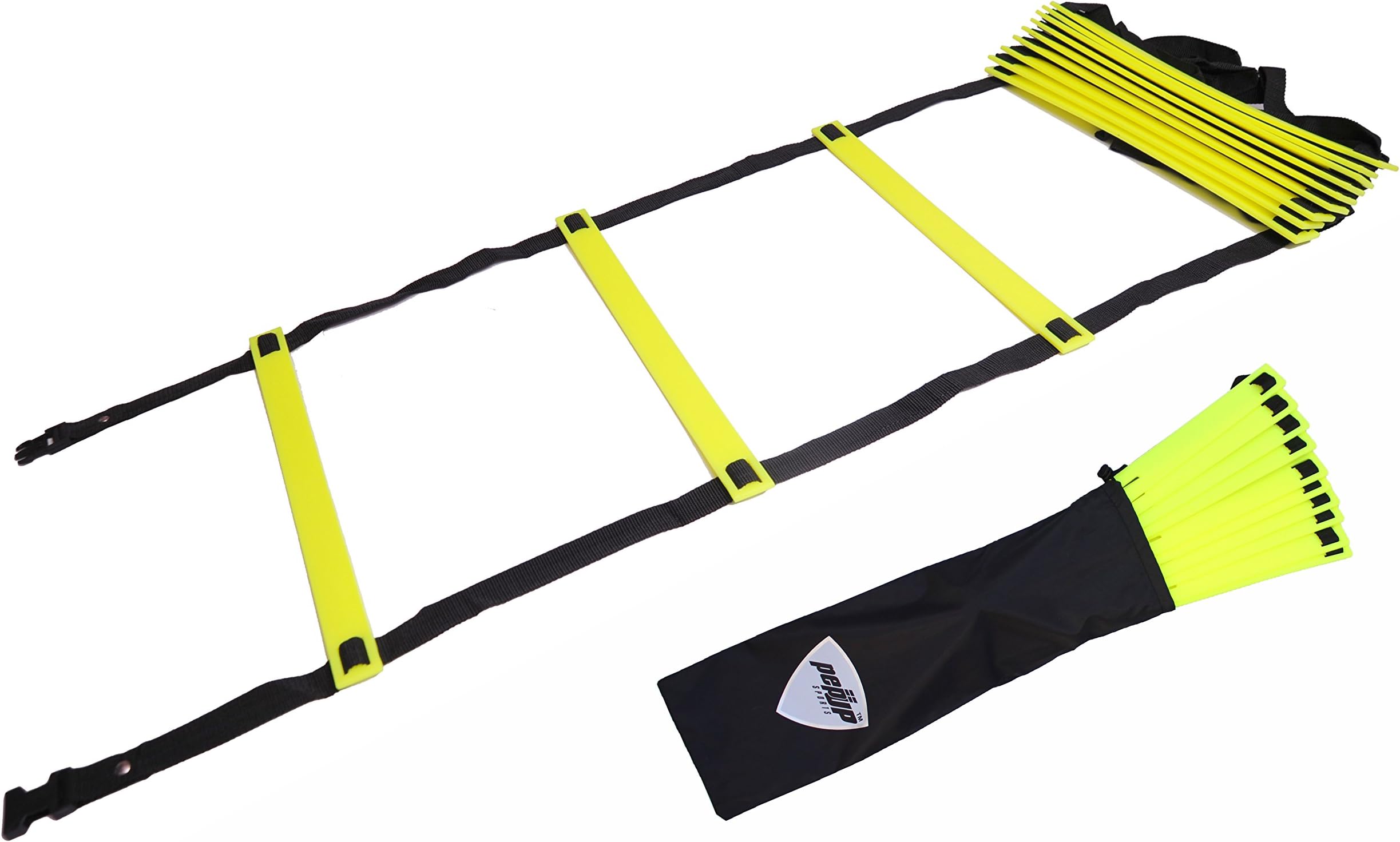 Pepup Unisex's Super Flat 16 Rungs Adjustable Speed Agility Ladder-Yellow, 8 m