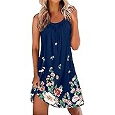 Ekouaer Tank Nightgowns for Women Sleeveless Sleepwear Wide Strap Sleep Shirt Pleated Print Sleepshirt Tie Dye S-3XL