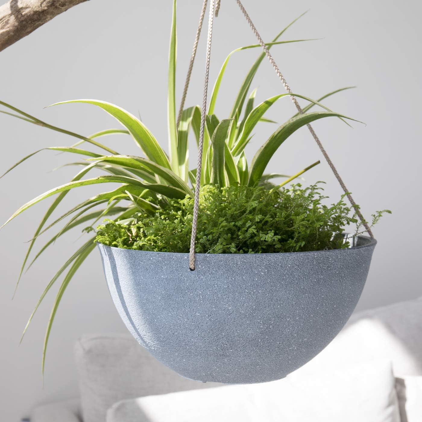 Large Hanging Planters for Outdoor Plants - Hanging Flower Pots Weathered Gray (13.2", Set of 2): Garden & Outdoor