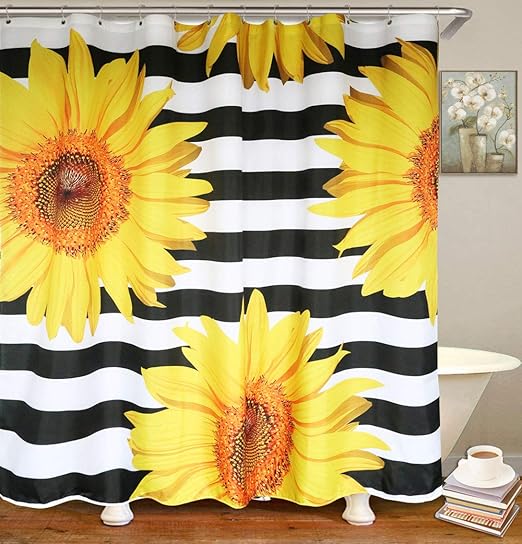 Amazon Com Cute Sunflower Shower Curtain Fabric Sunflower Bathroom Decor Curtains Kitchen Dining
