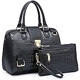 Dasein Women Barrel Handbags Fashion Satchel Bags Top Handle Shoulder Purses Vegan Leather Work Tote