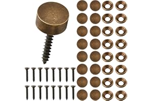 Aemygo 16 Pcs Pure Brass Decorative Screws with Caps, 12mm (1/2") Retro Mirror Decorative Caps Bronze Fixing Screw Covers for Furniture Fixing, Wall Hanging, Fasteners Hardware