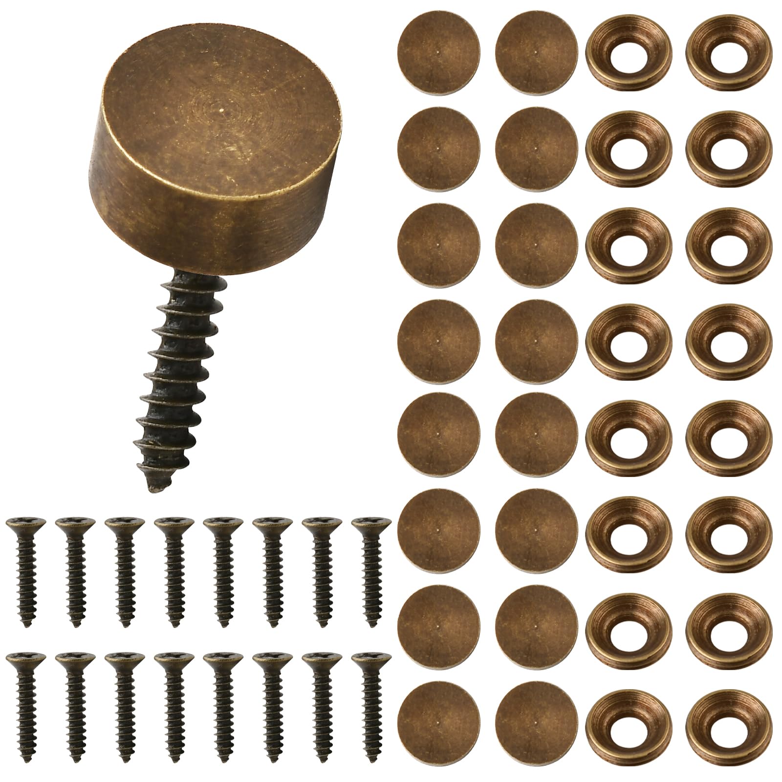 Photo 1 of Aemygo 16 Pcs Pure Brass Decorative Screws with Caps, 12mm (1/2") Retro Mirror Decorative Caps Bronze Fixing Screw Covers for Furniture Fixing, Wall Hanging, Fasteners Hardware