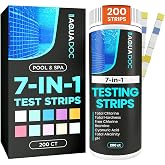 AquaDoc 7-in-1 Pool, Spa &amp; Hot Tub Test Strips - 200 pH Strips | Tests pH, Chlorine, Bromine, Alkalinity, Hardness And Cyanuric Acid in Pools &amp; Hot Tubs