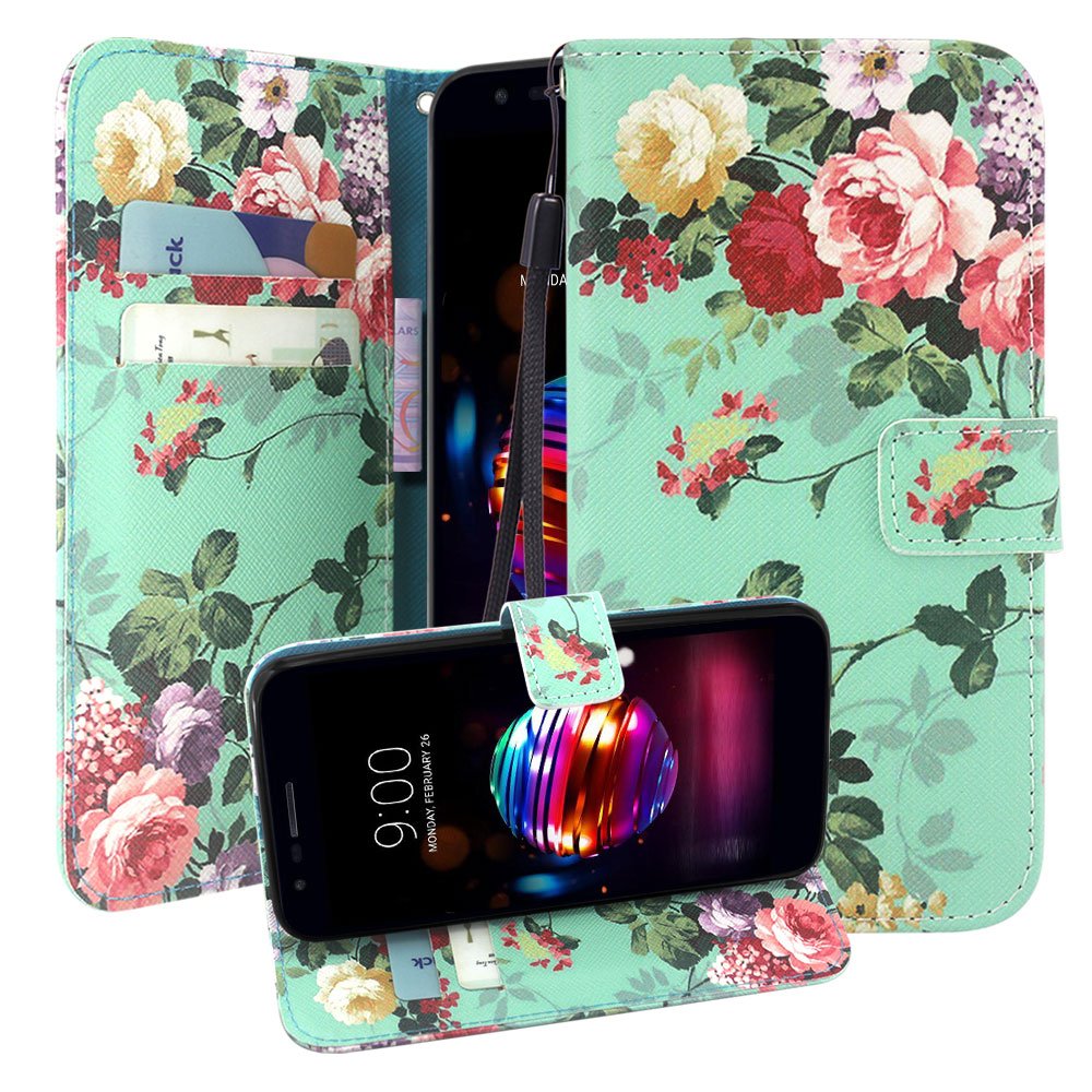 Amazon Com Lg K30 Case Lg K10 2018 Lg Premier Pro Case Lacass Pu - amazon com lg k30 case lg k10 2018 lg premier pro case lacass pu leather printed flip wallet case cover with kickstand feature card slots and wrist