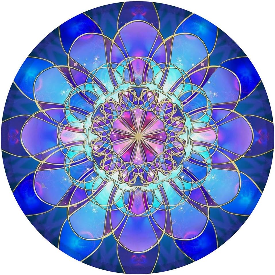 LESHIRY Mouse Pad, Round Mouse Mat, Cute Mouse Pad with Design, Non-Slip Rubber Base Mousepad with Stitched Edge, Waterproof Office Mouse Pad (Flower 15)