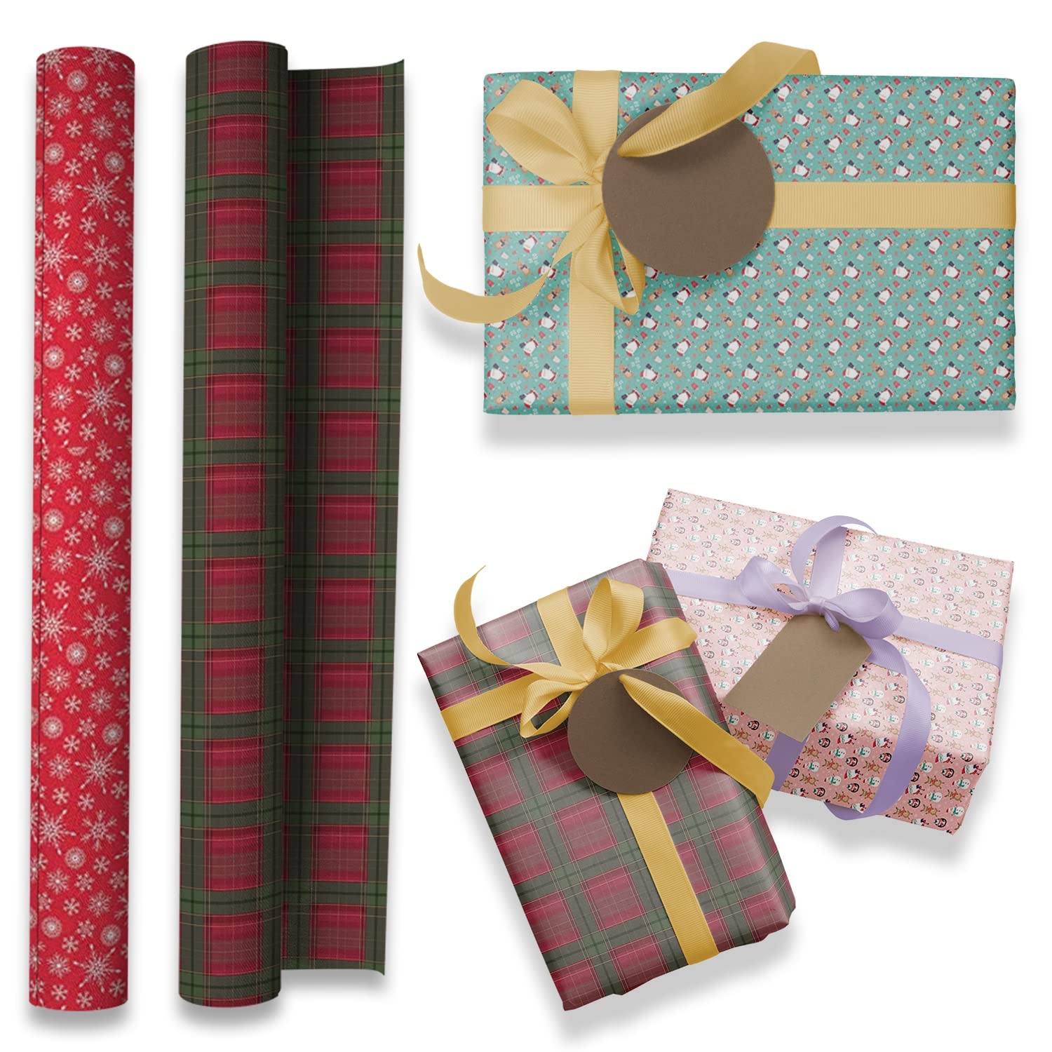 Christmas Wrapping Paper Gift Wrap - Assorted Designs 24 Sheets 70cm X 50cm Large Sheets