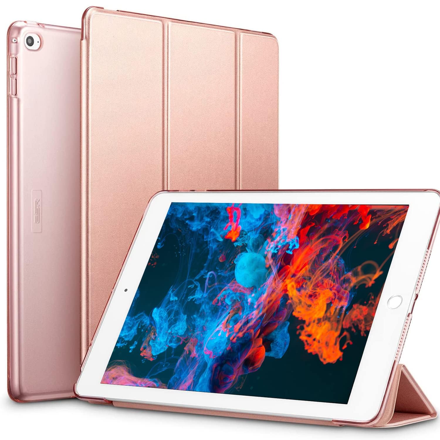 FS PRO TRADERS Apple iPad 9.7 inch case for iPad 6th/5th Generations (2018/2017), iPad 6 6th Gen, iPad 5 5th gen, iPad Air 1 / iPad Air 2. Slim and Smart Protective Stand Cover, (Rose Gold)