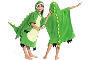 OLAOLA Dinosaur Hooded Kids Beach Towels for 3-12 Years Boys Girls, Soft Absorbent Kids Hooded Bath Towel Wrap, Toddler Pool Swim Towel with Hood
