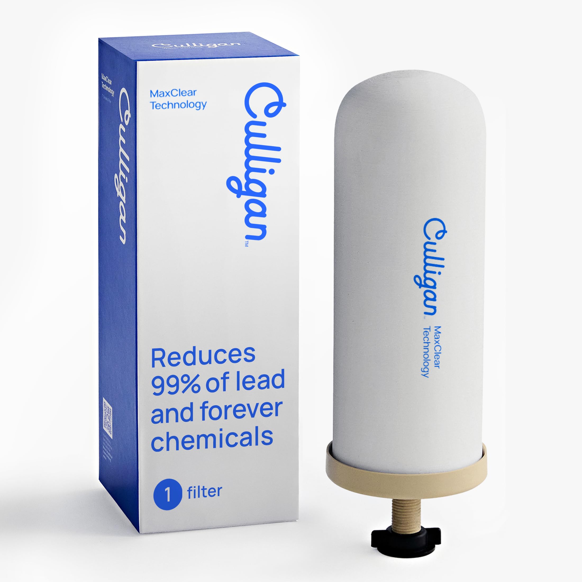 Photo 1 of Culligan MaxClear 7” Gravity Water Filter Replacement Compatible with ProOne & Berkey Water Filter Systems, Ceramic & Carbon Filter NSF/ANSI Certified, Reduce Total PFAS, Microplastics & Lead, 1-Pack