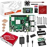 RasTech Raspberry Pi 4 4GB Starter Kit with Pi 4 4GB Board, 32GB Card 4 Copper Heatsink 2 HD Out Cable 5V 3A Power Supply wit