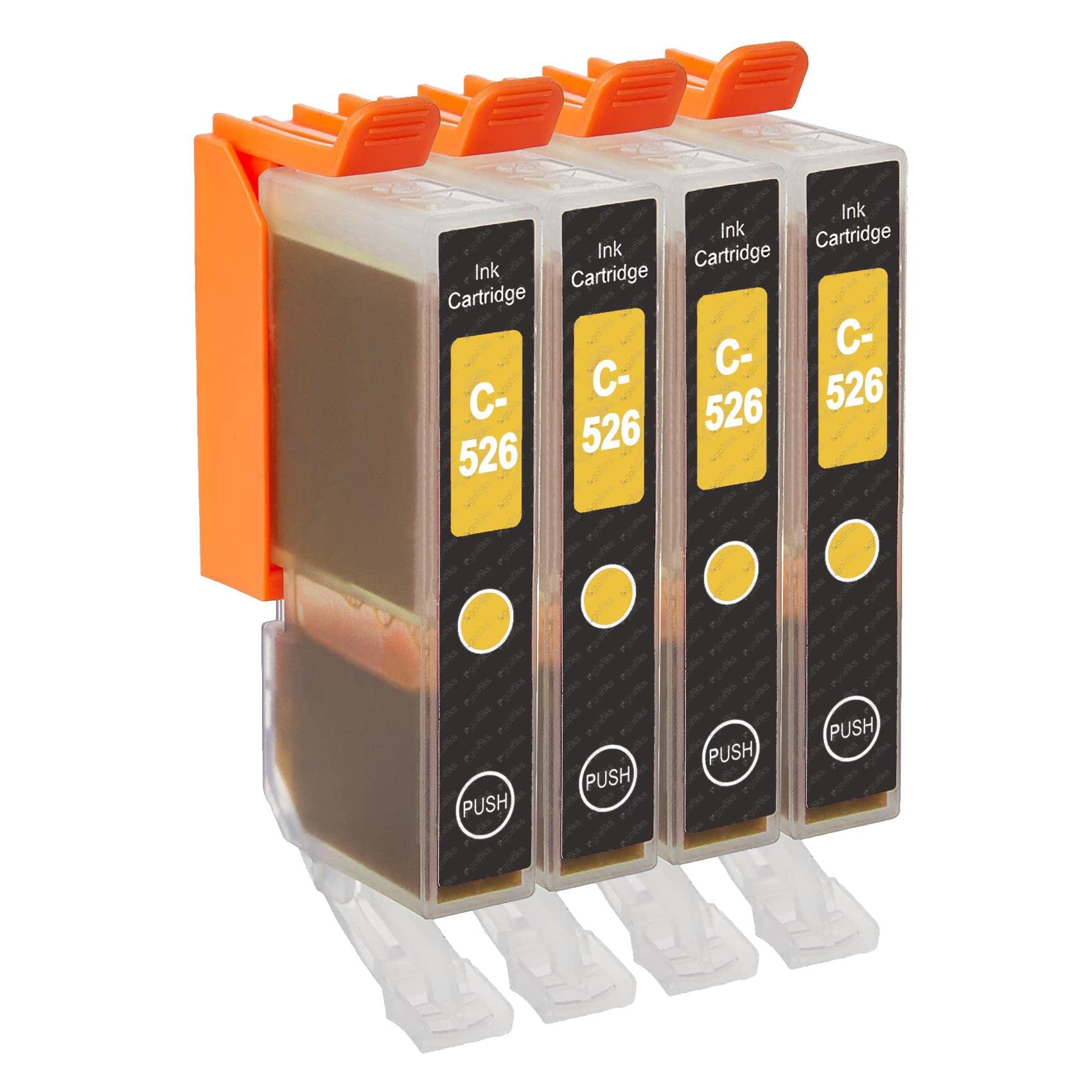 Go Inks C-526Y Compatible Yellow Ink Cartridge to replace Canon CLI-526Y for use with Canon PIXMA Printers (Pack of 4), High Capacity
