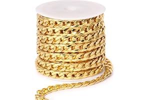 CADIKEZ 16.5 Ft Stainless Steel Curb Chains, 5mm 6mm 7mm 9mm Cuban Chain Roll Bulk for Jewelry Making