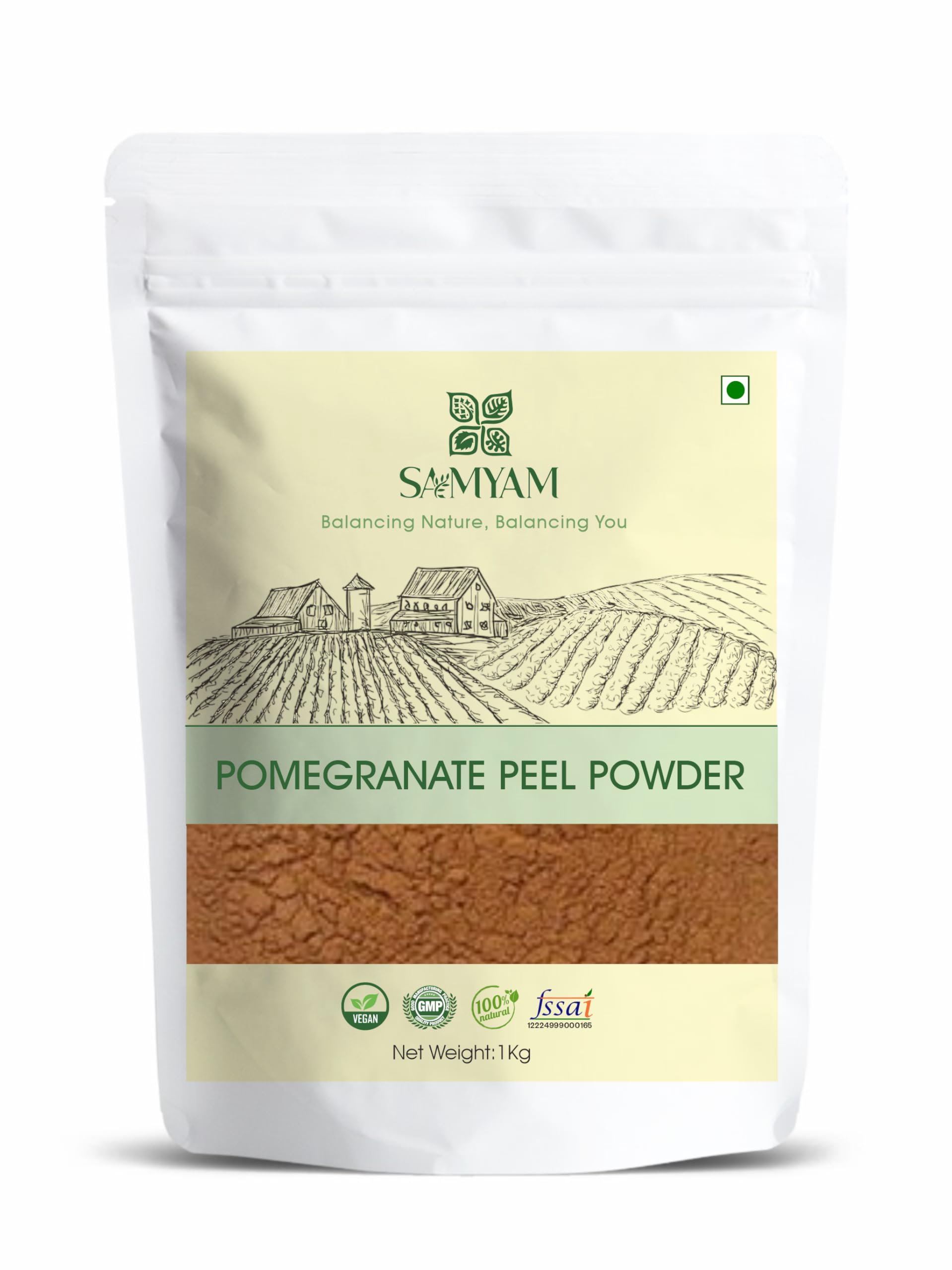 SAMYAM Pomegranate Peel Powder - 1Kg Pack | Skin Brightening Exfoliant, Rich in Antioxidants