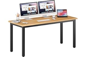 DlandHome 63 inches X-Large Computer Desk, Composite Wood Board, Decent and Steady Home Office Desk/Workstation/Table, BS1-160TB Teak and Black Legs, 1 Pack