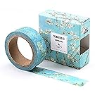 The Colors of Van Gogh Sticky Washi Tape Notebook Masking DIY Decoration Tag (Almond Blossom)