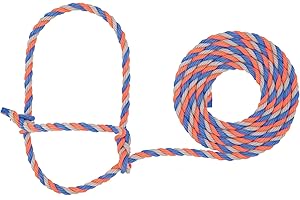 WEAVER LEATHER LIVESTOCK Weaver Livestock Braided Poly Rope Cattle Halter, Adjustable, Modern Style Cow Calf Halter, Livestock Handling Equipment for Showing, Blue/Coral/Gray