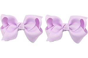 ZOONAI 3 Inch Baby Girl Hair Bows Boutique Hair Clip Teens Toddlers Hairpin Headwear - Set of 2 (Light Purple)