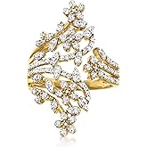 Ross-Simons 0.50 ct. t.w. Diamond Flower Bypass Ring in 18kt Gold Over Sterling
