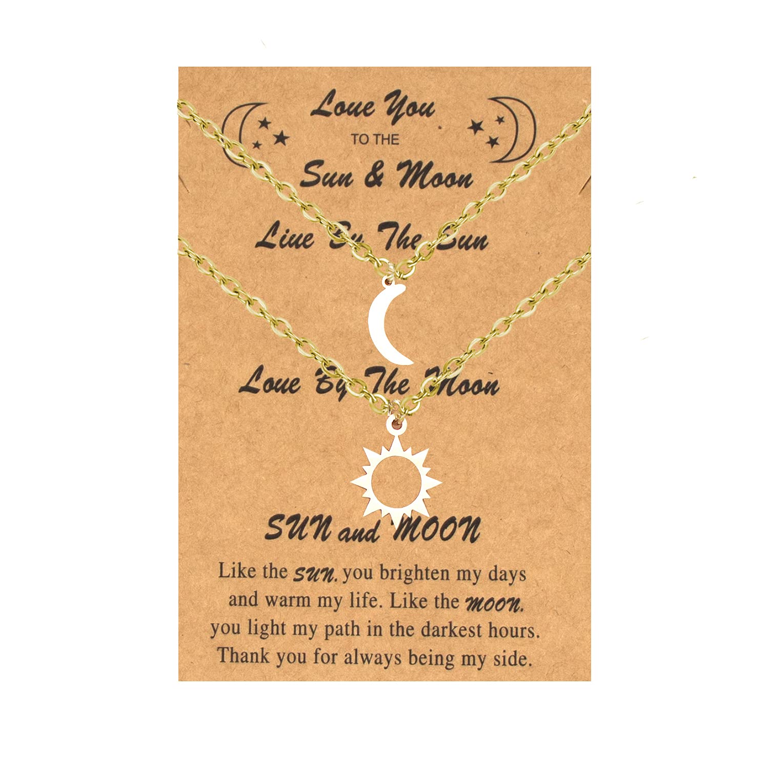 XINHU Sun and Moon Necklaces inspirational eternal Best Friend Necklaces Gift for Women Teen Couple Mom Jewelry (Sun and Moon Necklace (Golden))