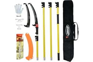 Jovant Manual Pole Saw,6.5-13 ft Extendable Pole with Double Lock Design to Reach up 19 ft for High Branches Trimming,SK5 Sharp Three-Sided Sharpened Edges Blade for Pruning Wild Palm Shrub and Tree