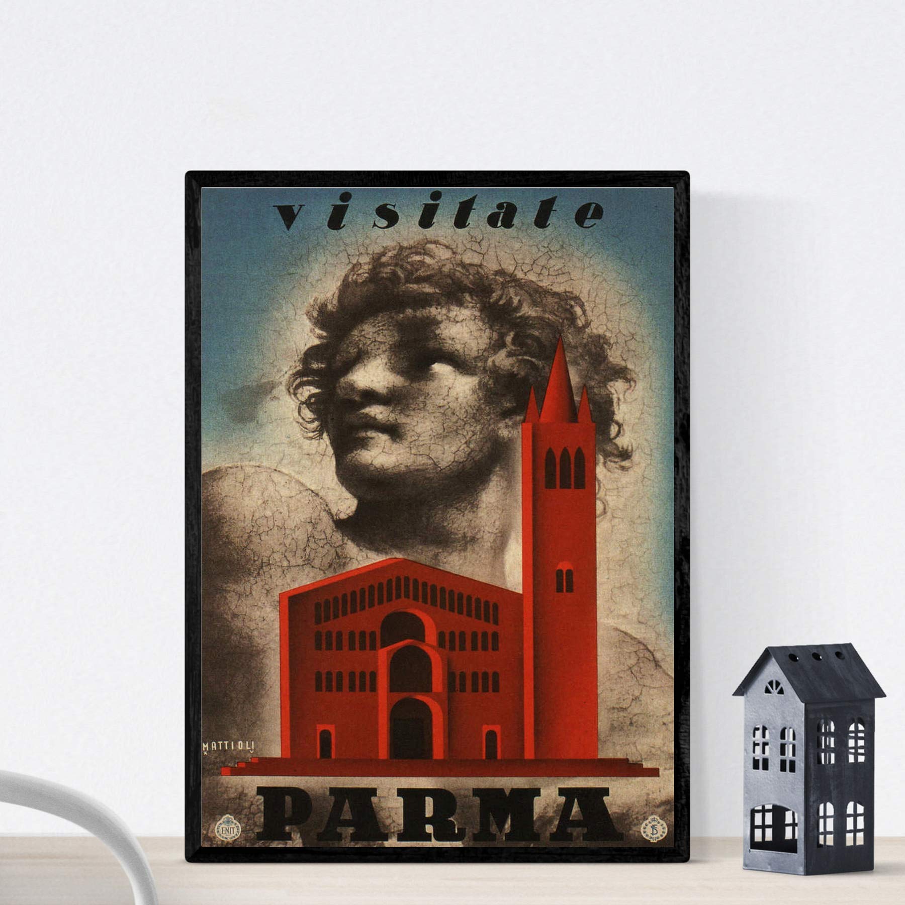 Nacnic Vintage Poster Vintage poster of France and Italy. Meet Parma. A3 size