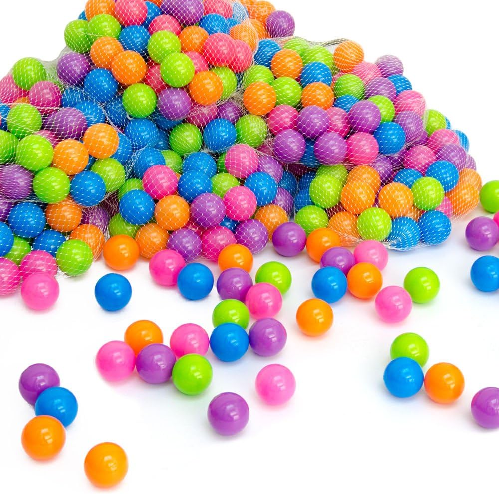 LittleTom 150 Small Plastic Balls Ø 5,5 cm in diameter for kids tent playhouse ballbath | play for children toddlers babies | multicolored mixed colors pink purple orange blue green | Proven Quality