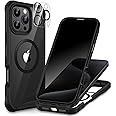 CENHUFO Magnetic for iPhone 16 Pro Max Case, Privacy Phone Cover Compatible with Magsafe Built-in Anti Peep Tempered Glass Privacy Screen Protector and Camera Protective Full Body Shockproof -Black
