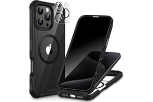 CENHUFO Magnetic Privacy for iPhone 16 Pro Max Case [Compatible with Magsafe] Full Body Phone Case Built-in 9H Tempered Glass Privacy Screen Protector Camera Lens Protector, Shockproof Cover -Black