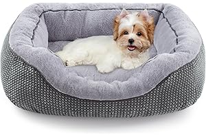 INVENHO Small Dog Bed for Small Dogs, Cat Beds for Indoor Cats Washable, Orthopedic Dog Bed, Warming Soft Calming Sleeping Puppy Bed Durable Pet Bed with Anti-Slip Bottom S(20"x19"x6")