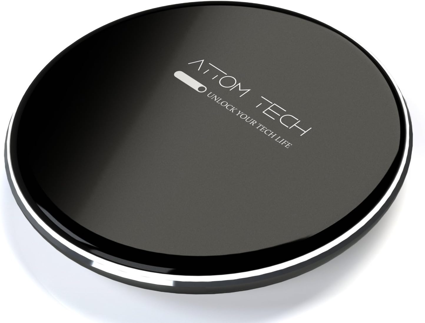 Attom Tech Wireless Charger Qi for iPhone X 8 Plus, Aluminum Qi Wireless Charging Pad Station Mat Base 7.5W for Samsung Galaxy S8,S7,S6,Edge,iPhone X, 8, 8 Plus,7, Nexus, HTC, Nokia, LG G6 (Black)