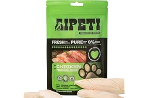 AIPETI Freeze Dried Chicken Tenderloins Treats for Cats & Dogs, Single Ingredient Training Snacks, 100% Human Grade, High Protein, Low Fat for Healthy Muscles, Weight Management & Grain Free