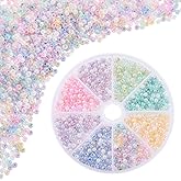 PH PandaHall 960pcs 4mm Seed Beads, 8 Colors 6/0 Seed Bead Glass Waist Beads Mini Spacer Beads Craft Beads for Earring Bracelet Necklace Eyeglss Chain Jewelry Making, Cream Colors