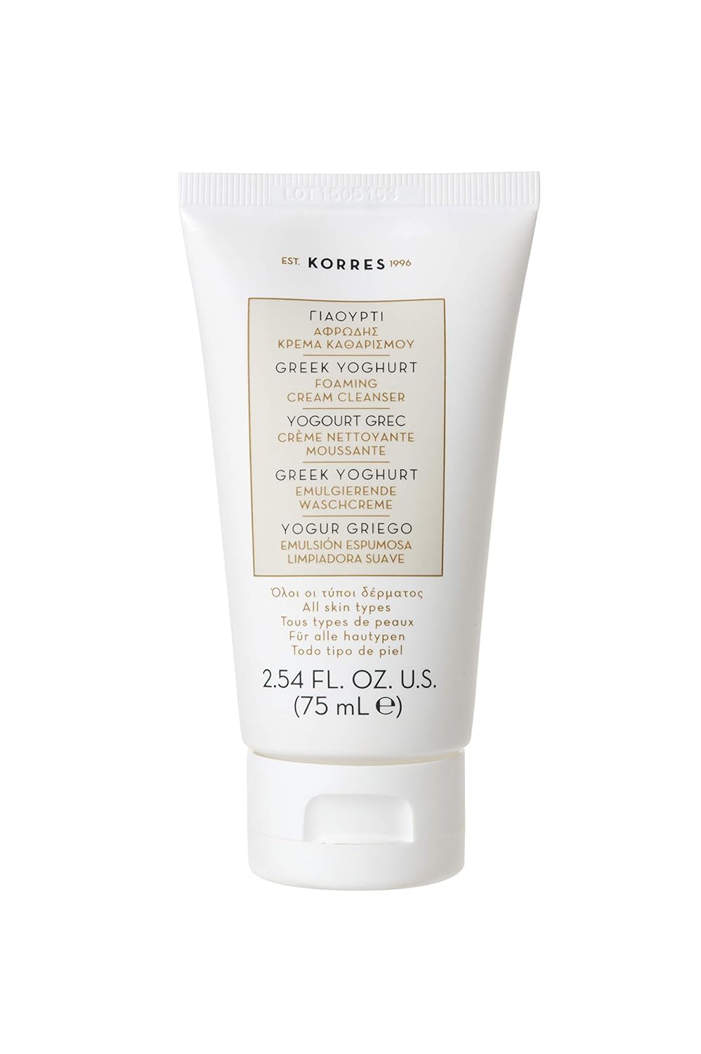 KORRES Greek Yoghurt Foaming Cleanser Travel Size, Greek Yoghurt, 2.54 Fl Oz