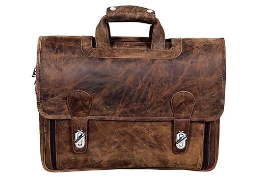 HYATT 16 Inch Leather Laptop Briefcase(Brown-Antic)