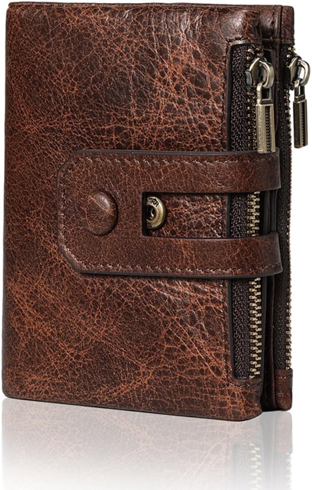 Fezhiomu Original Classic RFID Men's Bifold Genuine Leather Wallet and Purse Credit Card Holder Case with Gift Box