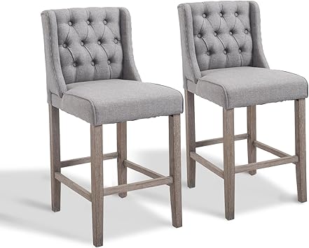 Amazon Com Homcom 40 Tufted Wingback Counter Height Armless Bar
