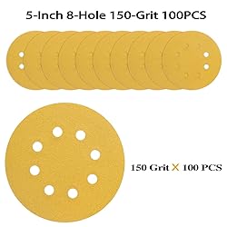 POTUINOM 100PCS 5 Inch 8 Hole Sanding Discs 150