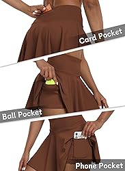 Tivifox Mini Pleated Skorts for Women Trendy Brown
